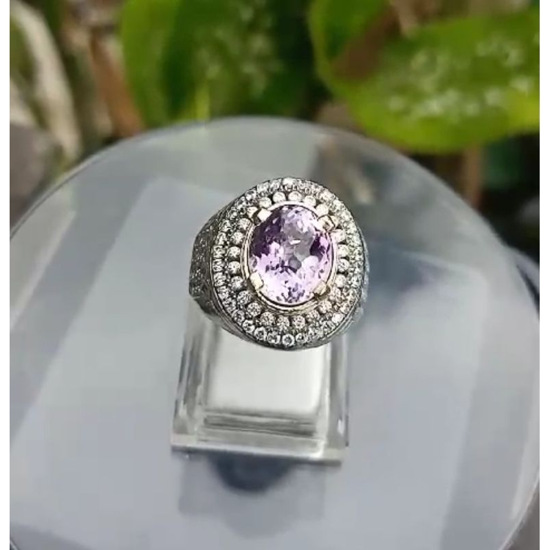 cincin pria batu kecubung ungu muda Kalimantan