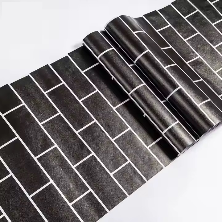 Wallpaper Dinding Wallpaper Sticker BATA HITAM LIS PUTIH