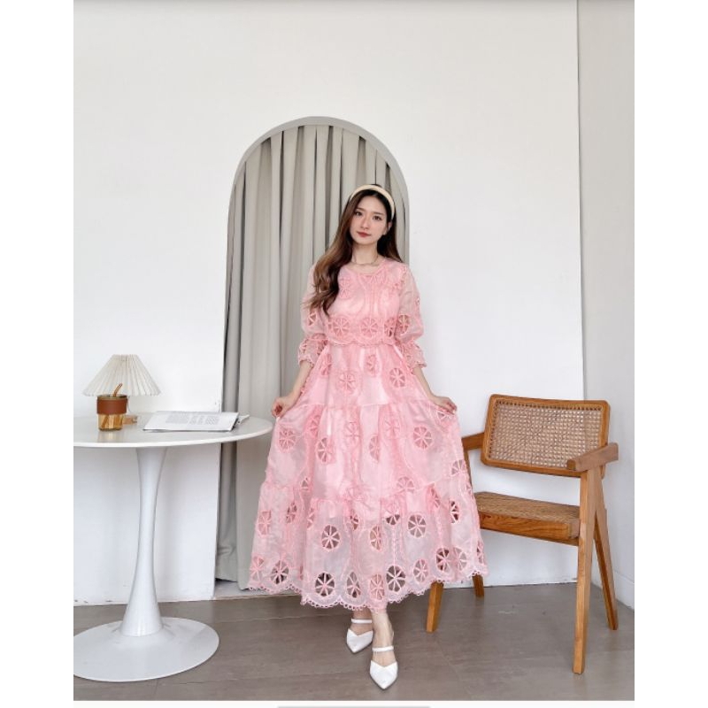 Dress Kondangan Pesta Wedding MAGDALENA Organza Bordir