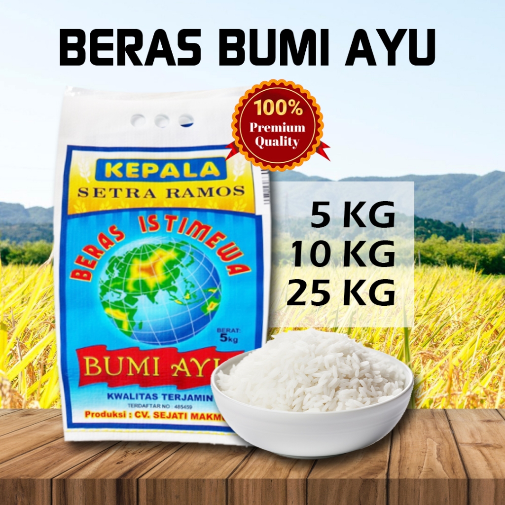 

BUMI AYU BERAS PREMIUM KEPALA SETRA RAMOS Kualitas Idola Rumah Tangga [5KG 10KG 25KG]