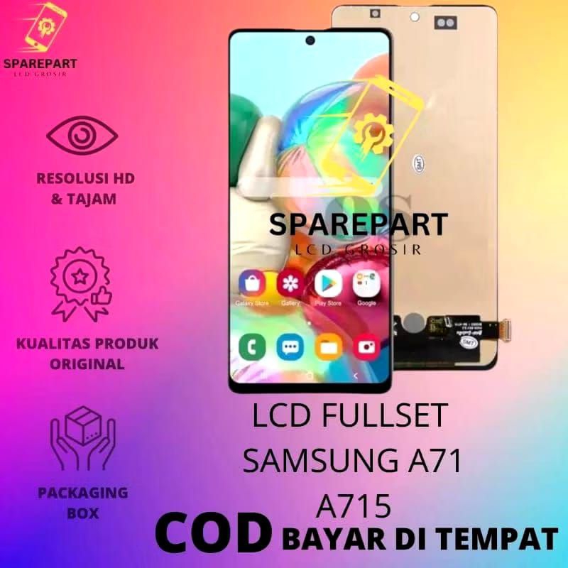 LCD FULLSET AMOLED SAMSUNG A71 / A715 ORIGINAL AKTIF FINGERPRINT TOUCHSCREEN LCD