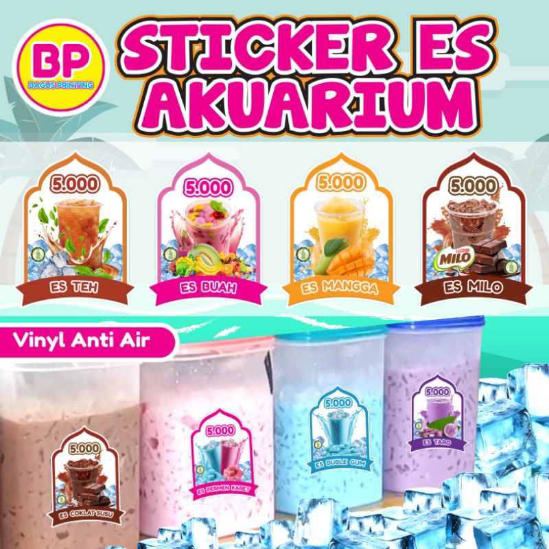 

Stiker Es Aquarium Stiker Termos Es Anti Air Ukuran 14.5 x 19cm Custom Harga Sticker Es Viral Waterproof