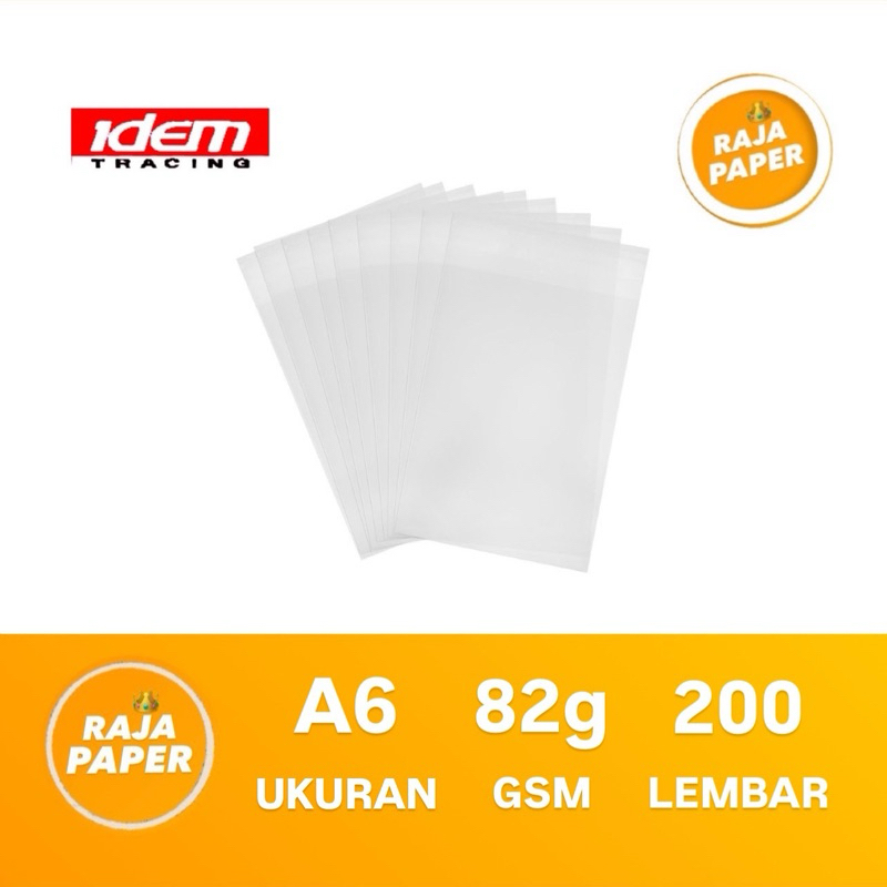 

Kertas Kalkir Ukuran A6 200 lembar 82 Gsm Gr Gram By IDEM TRACING ( 105 Mm x 148 Mm ) / ( 10.5 Cm x 14.8 Cm ) 200 Lbr 200 Pcs Kertas Jiplak Tracing Paper Transparant Paper Transfer Paper