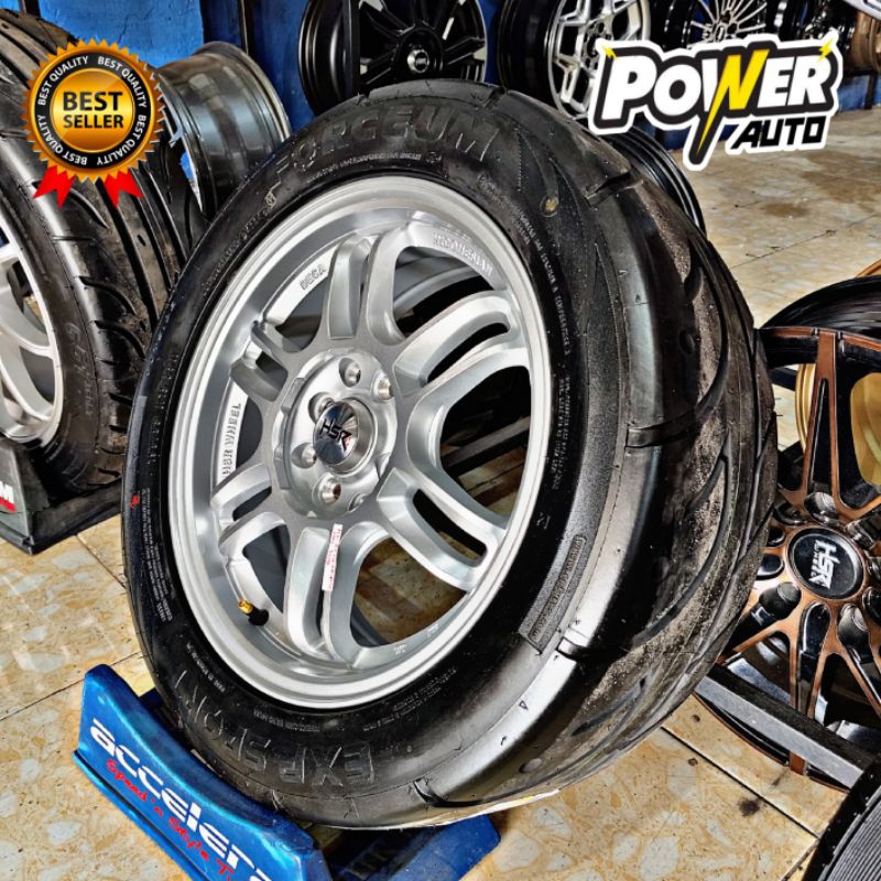 (Paketan velg + ban) Velg HSR AERI Ring 15 & ban Forceum Exp Sport untuk Honda Jazz Brio
