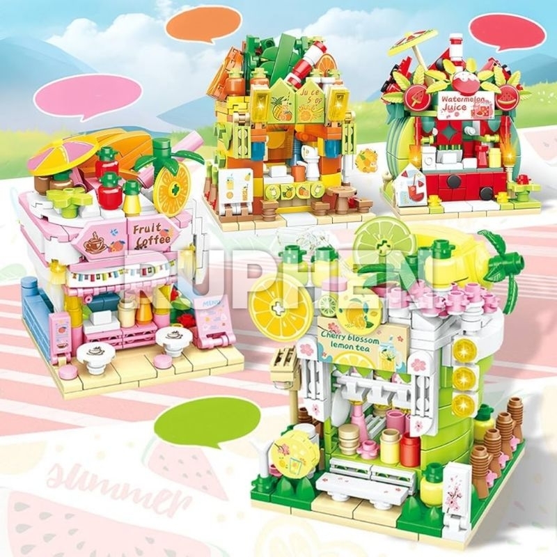 QS08 Bricks Toko Jus Juice Store Coffee Shop 70343-46 Building Sembo Block