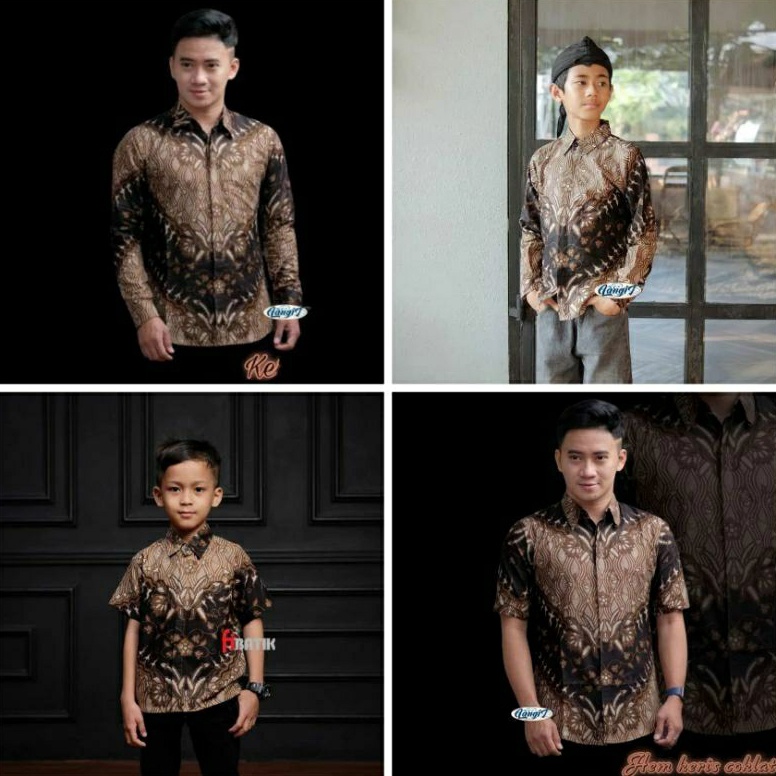 Ready Batik couple ayah dan anak laki laki motif keris coklat