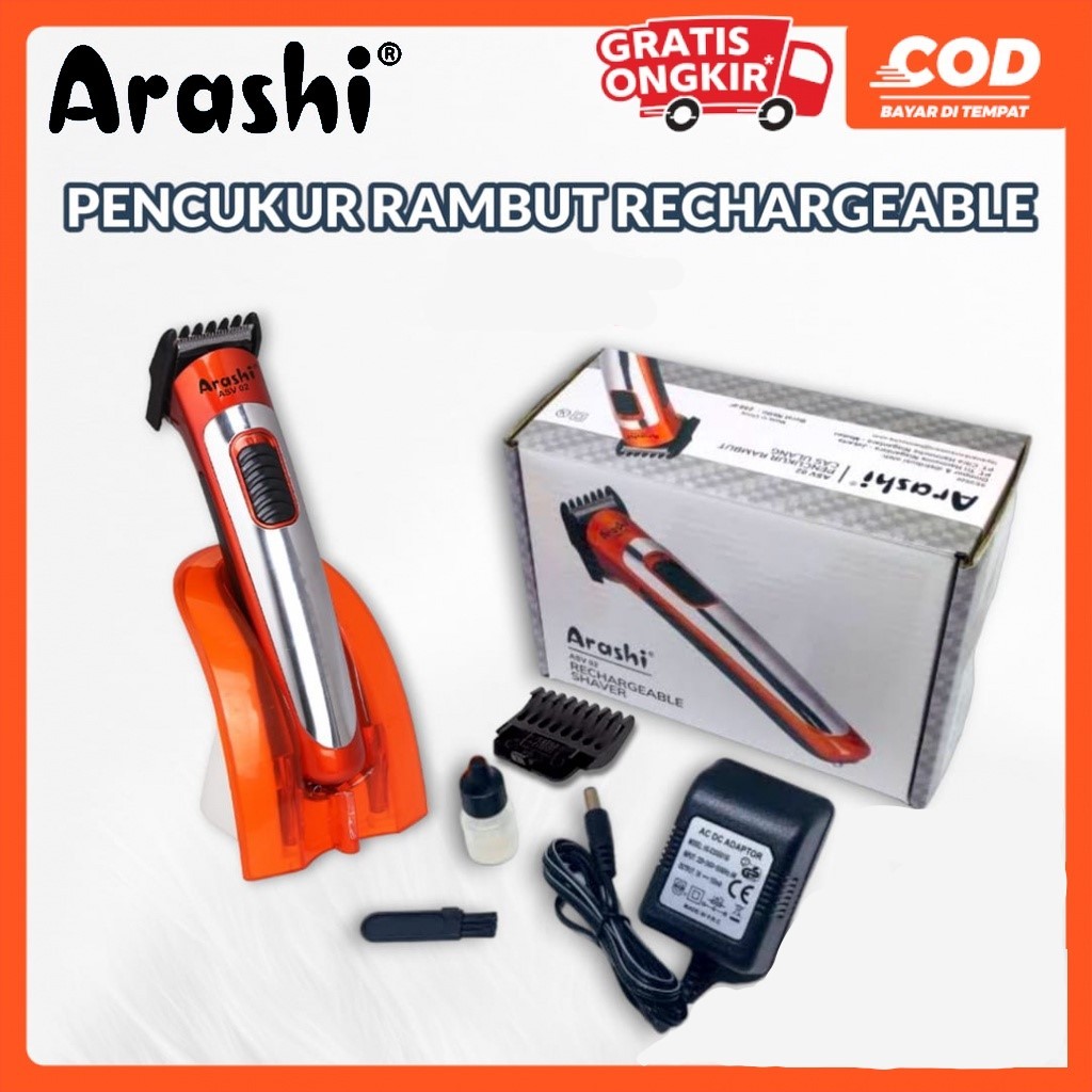 Alat Mesin Cukur Rambut Portable Arashi /alat potong rambut / Alat Cukur Cas Ulang ASV 02