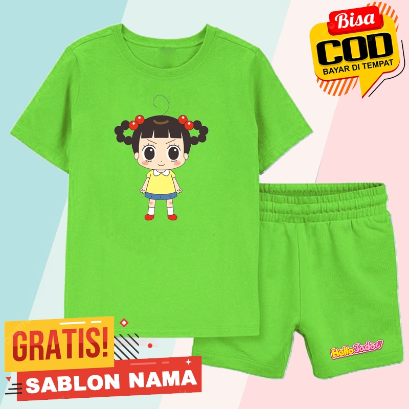 Setelan Koas Anak Choi Jadoo Hello Jadoo / Baju Setelan Celana Kaos Anak Laki Laki & Perempuan Custo