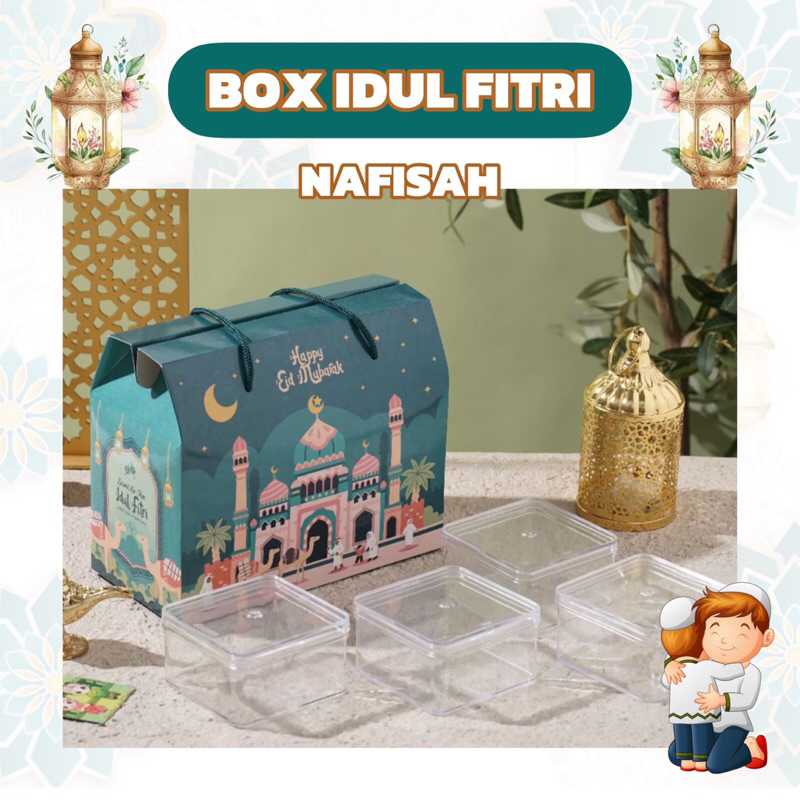 

NAFISAH | Box Hampers Idul Fitri Toples Persegi Kotak Gift Packaging Kue Kering Lebaran Eid Mubarak