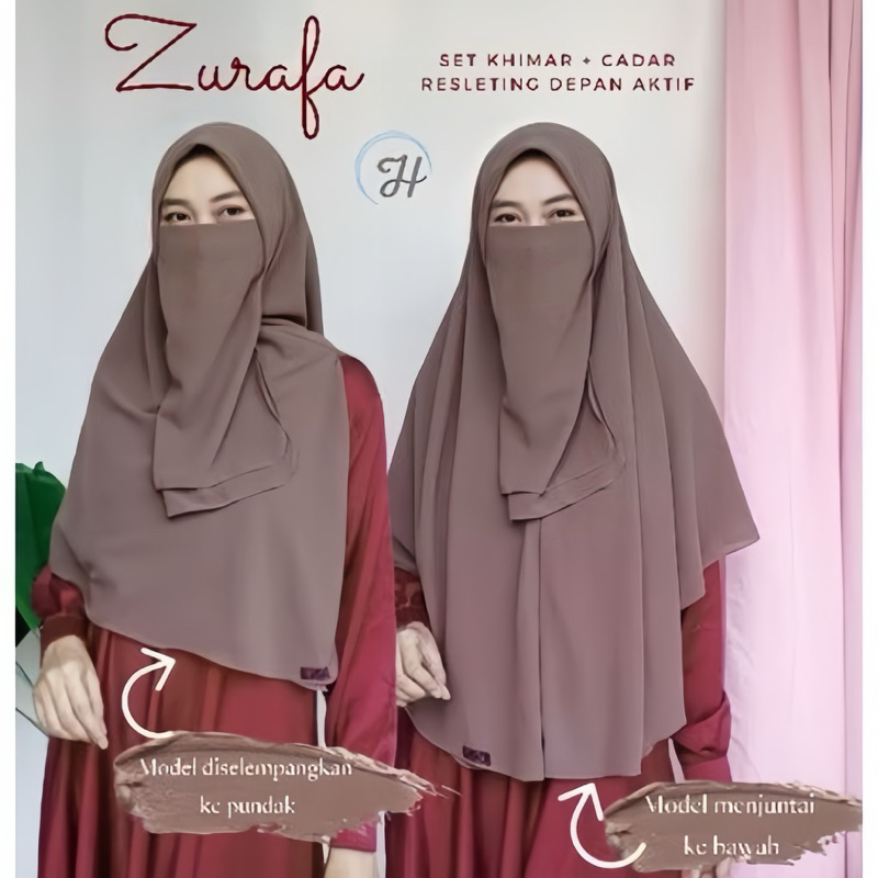 Zurafa Khimar Instan Khimar Cadar Hijab instan Syari Khimar Instan Khimar Resleting Khimar Zipper Tu