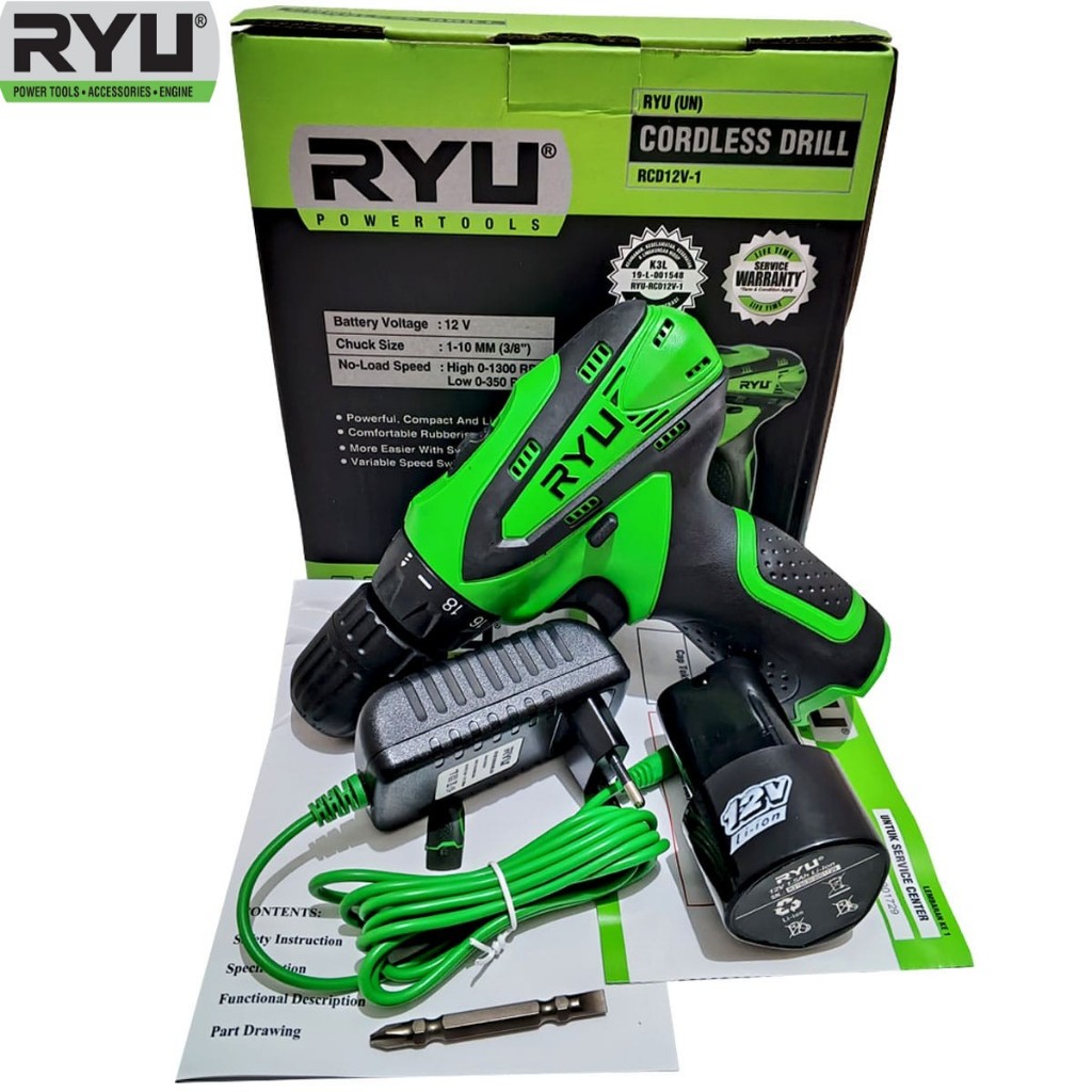 Mesin Bor RYU Cardless Drill 12V-1 Mesin Bor Obeng