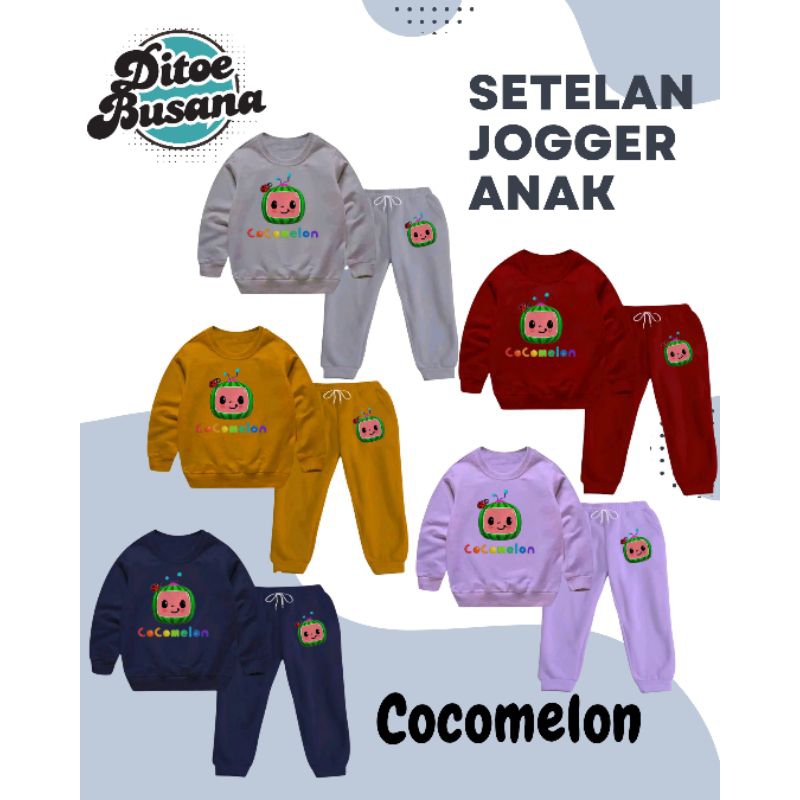 Setelan Jogger Anak Viral Cocomelon Karakter Lucu Sweeter Parsel Celana Baju Setelan Sweeter Usia 1-
