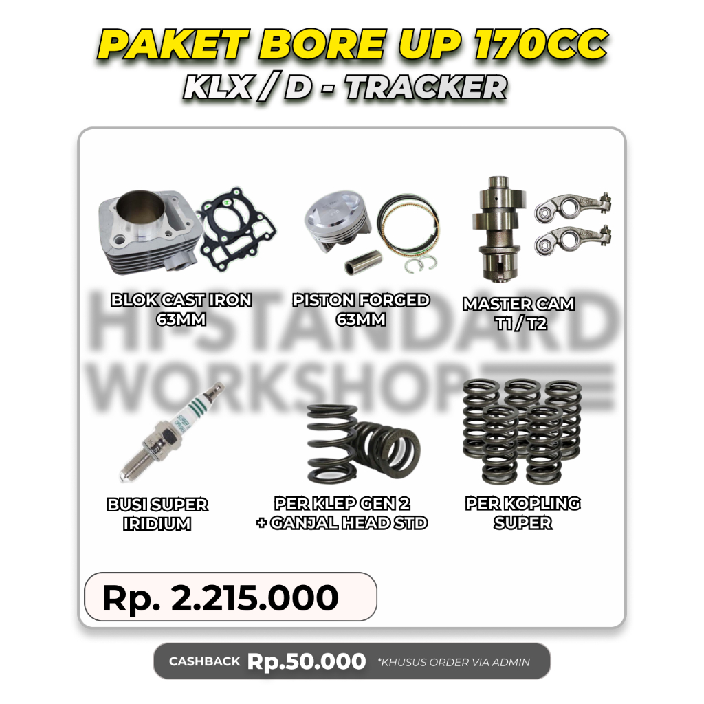Paket Bore Up 2 170cc Piston 63 KLX 150 D-TRACKER Spek Harian Touring Trabas