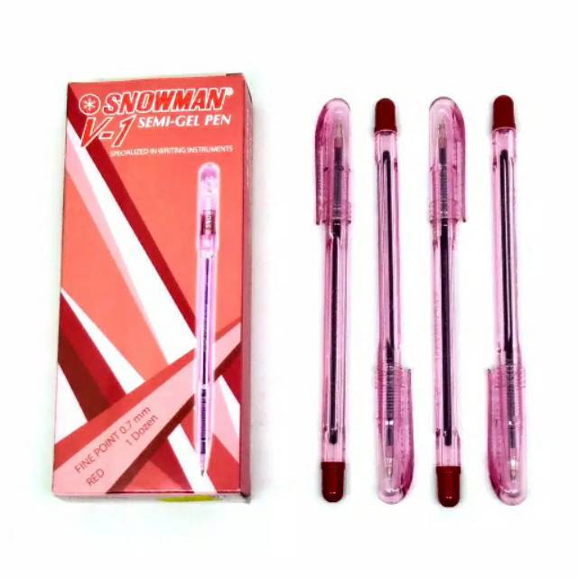 

(1PAK ISI 12PCS)SNOWMAN BALLPOINT V-1 MERAH