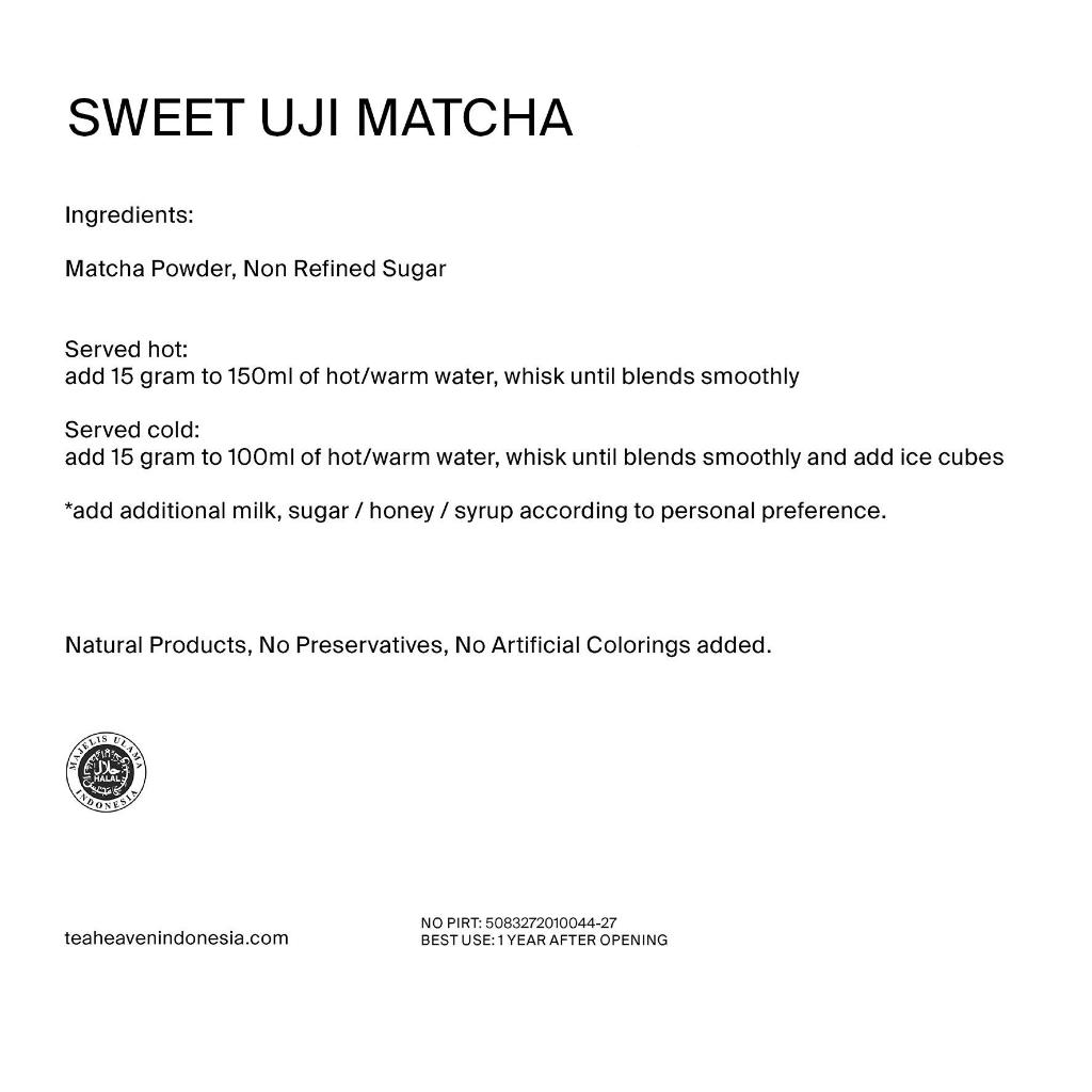 

Ay00! Tea Heaven Sweet Uji Matcha 100gr Non Refined Sugar