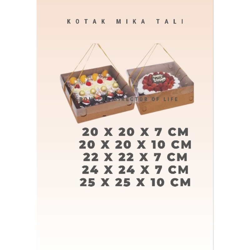 

kotak mika tutup transparan tali