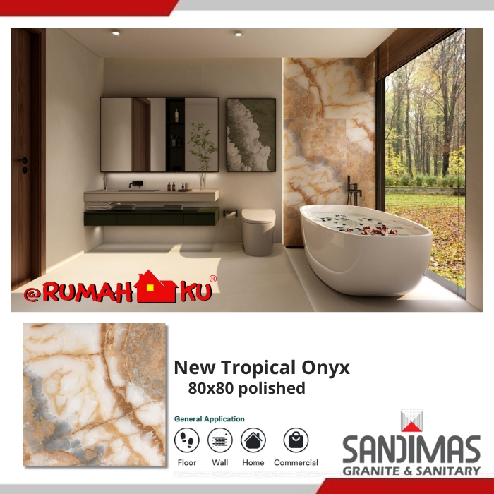 SANDIMAS LANTAI GRANIT NEW TROPICAL ONYX 80X80 1dus isi 3pcs =1,92m2 polished