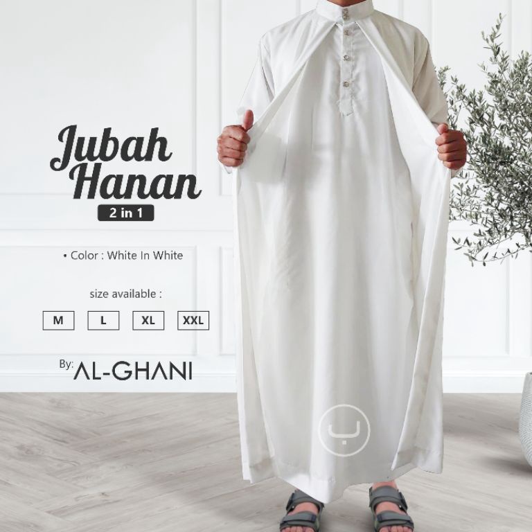 Oke Pr et jubah pria luar dalam jubah hanan 2 in 1 jubah gamis pria premium bahan katun exlusive by 