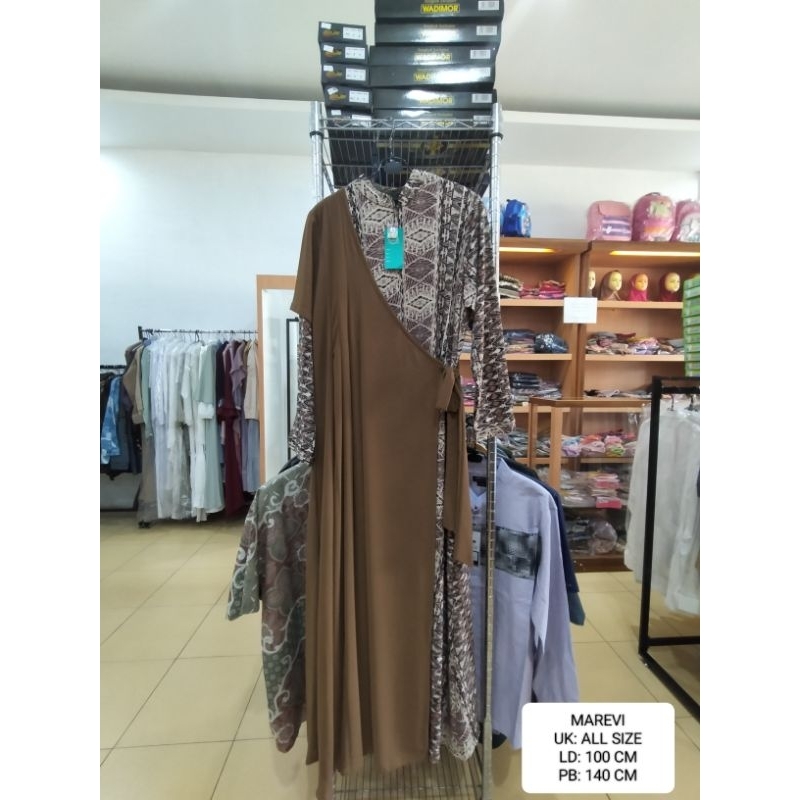 Gamis Marevi Muslim Fashion full motif resleting depan