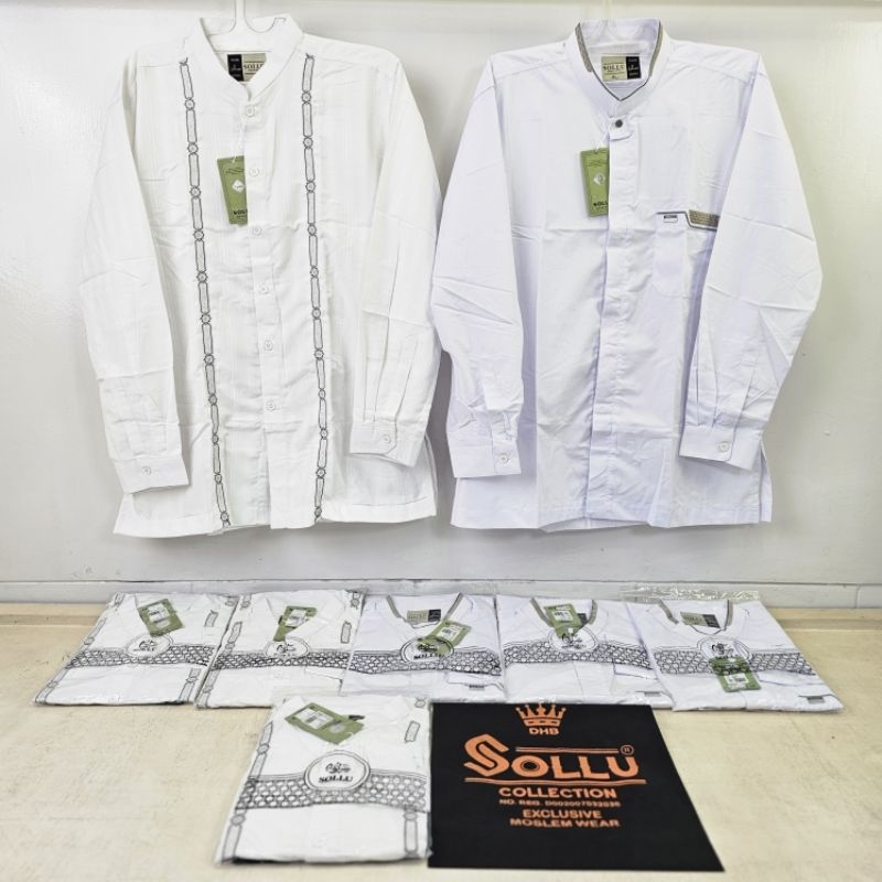 Baju Koko Dewasa SOLLU Putih Lengan Panjang Manset