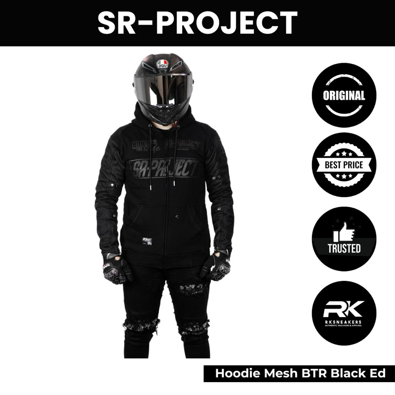 SR Project Hoodie Mesh Build To Ride Black Edition 100% Authentic