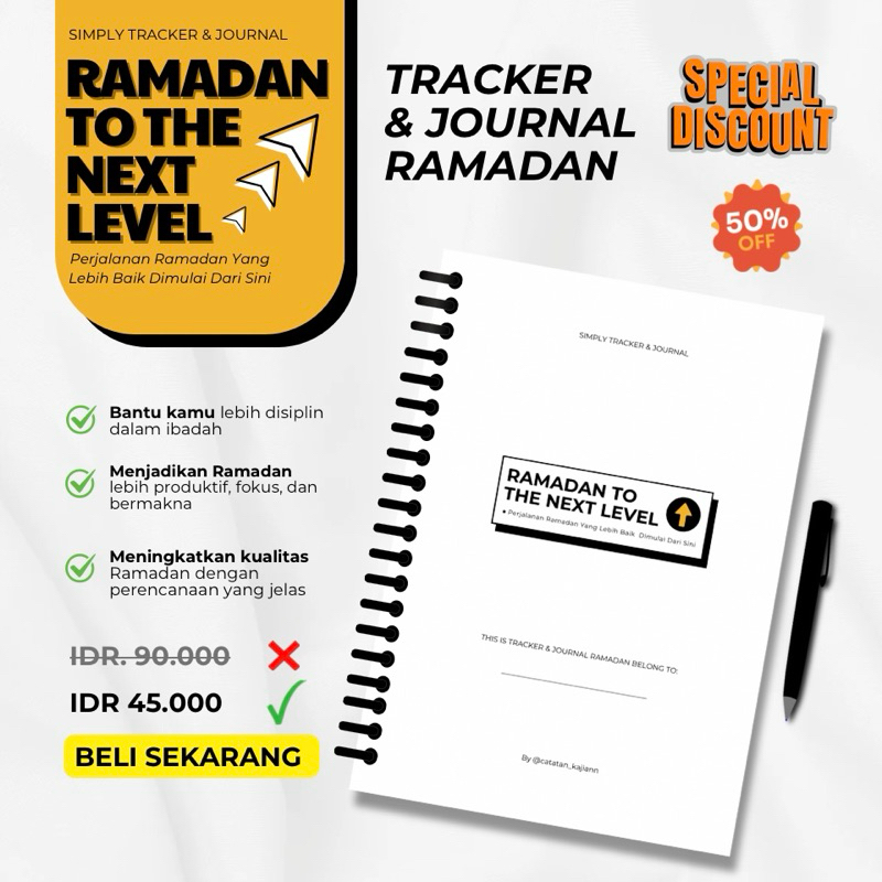 

TRACKER + JOURNAL RAMADAN | NOTEBOOOK - HABIT TRACKER - BUKU RAMADAN - PLANNER RAMADAN - CHECKLIST - BINDER RING - HI CRAFT - PERCETAKAN