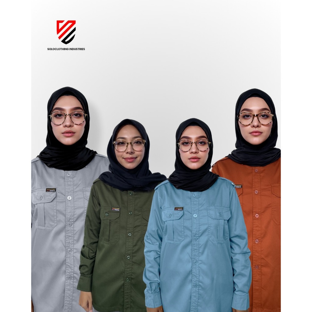 Baju Polos Panjang Pria/ Wanita Warna Abu Muda, Hijau Army, Biru Langit, Terakota/ Merah Bata, untuk
