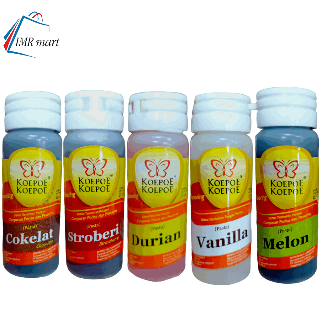 

Pewarna Makanan KoePoe Rasa Cokelat Stobery Durian Vanilla Melon 25 Ml