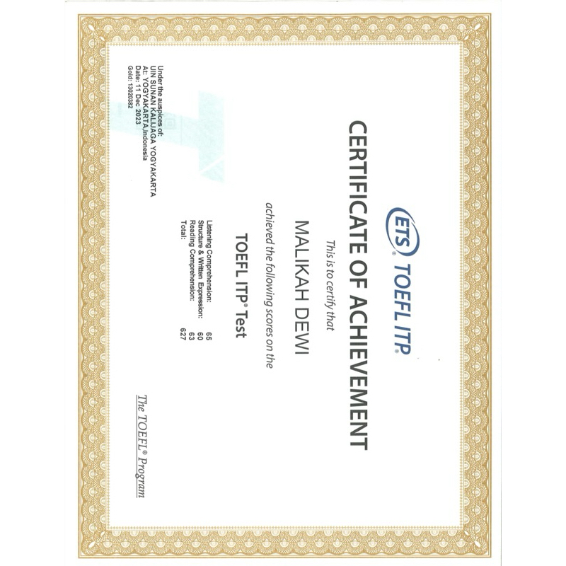 POCKET ETS TOEFL ITP ACHIEVMENT TERMURAH FIL SERTIFIKAT PDF
