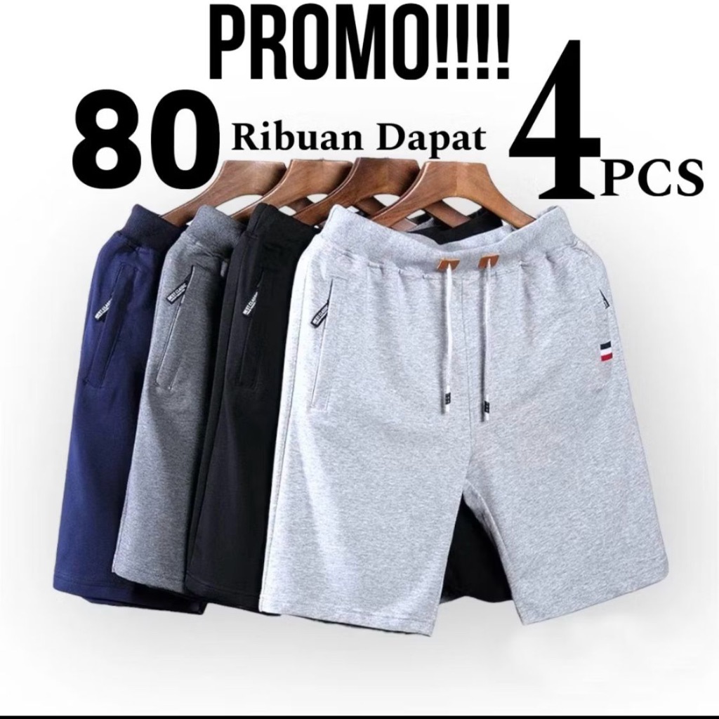 PROMO80 RIBU DAPAT 4 PCS CELANA PENDEK PRIA DISTRO CELANA PENDEK BABY TERRY CELANA SPORT