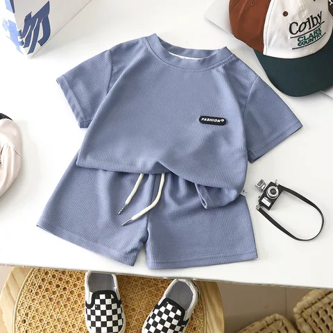 SETELAN CASUAL ANAK LAKI LAKI TRENDI USIA 1-5 TAHUN SET WAFFLE UNIQLO STYLIST KOREA