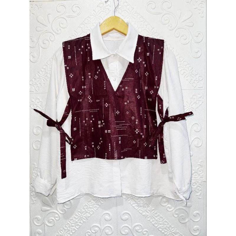 VEST BATIK WANITA MODERN ETNIK ROMPI OUTER KATUN PREMIUM || ATASAN VEST BATIK PRIA WANITA EKSLUSIF