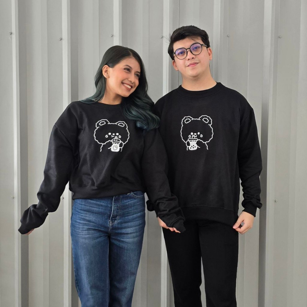 ( isi 2 pcs) Baju couple pasangan terbaru BLACK BOBA BEAR / sweater couple pasangan / hoodie couple 