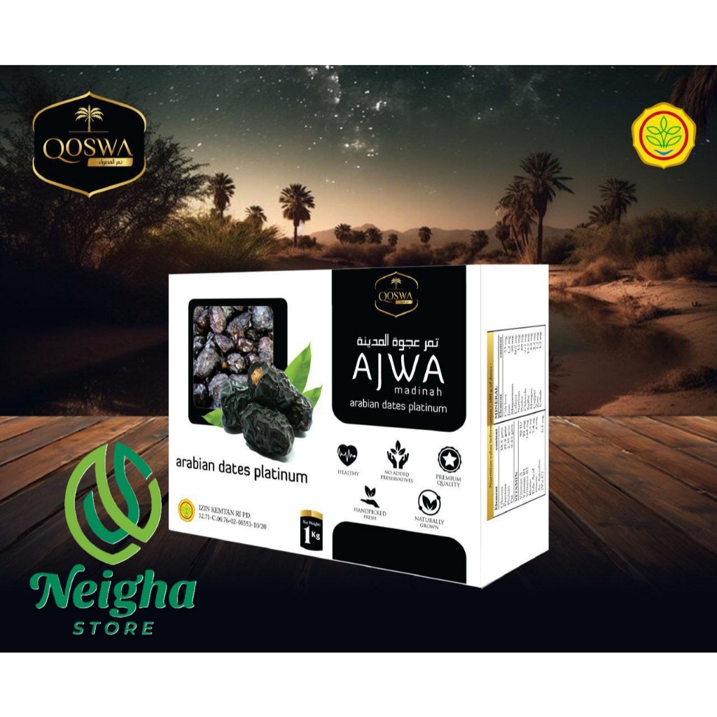 

Kurma Ajwa Qoswa 1 Kg Kurma Nabi Asli 100% Al Madinah Premium Organik Jumbo