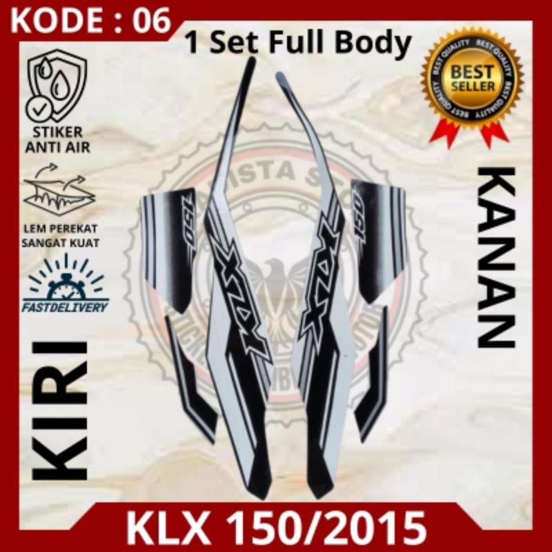 Striping motor KLX 150/stiker motor KLX putih/stiker Kawasaki KLX 150 tahun 2015 putih. m