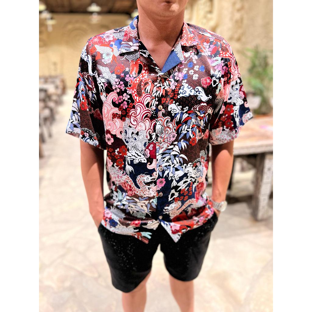 SUMMERTIME Kemeja Pantai Pria JAPAN UKIYO Japan Hawaiian Shirt Edition