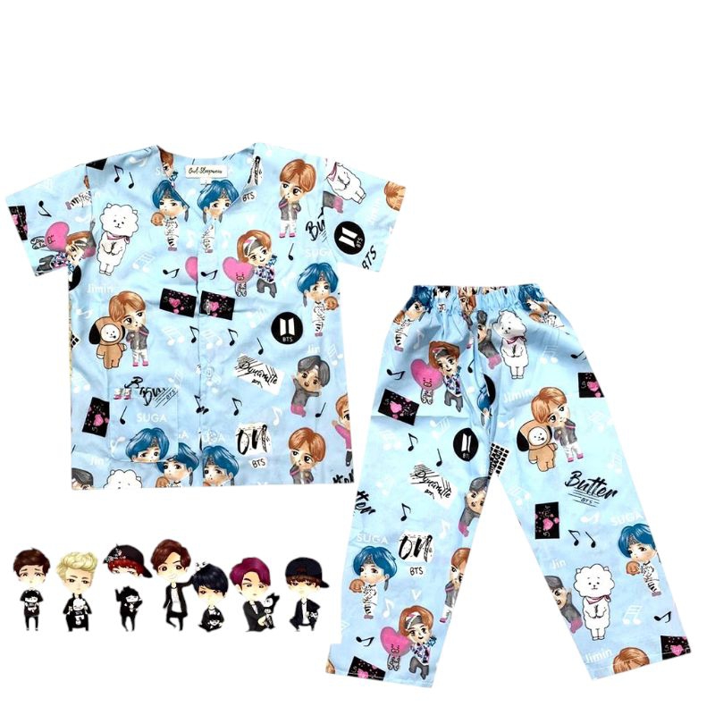 Piyama anak laki laki ,baju tidur anak motif BTS