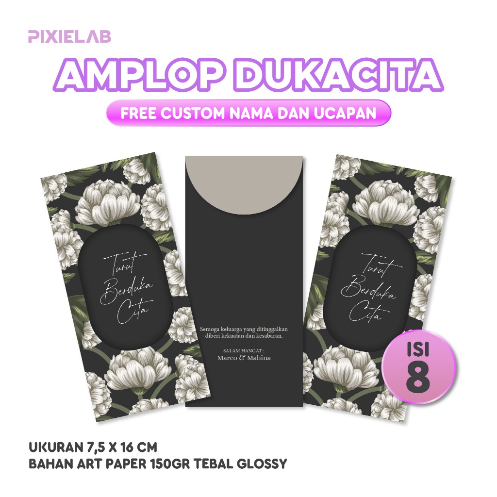 

(ISI 8 PCS) AMPLOP DUKA CITA CUSTOM | CONDOLENCE ENVELOPE | ELOIR SET