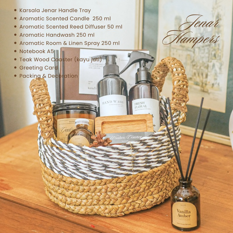 

KARSALA - Jenar Hampers Lebaran 2025 | Parcel Anyaman Kayu Jati Multifungsi Idul Fitri | Eid Mubarak Hampers | Parsel Ramadan | Gift Idea | Handwash Room Linen Sajadah Kue Kering Scented Candle Reed Diffuser|Ramadhan Cantik Murah Aesthetic Natural Elegant