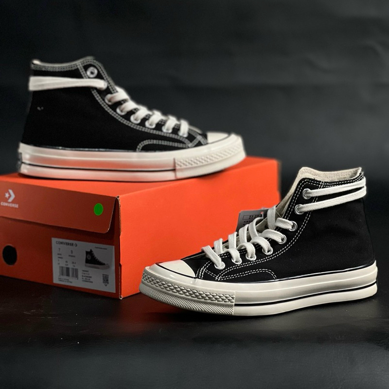 Sepatu Sneakers Converse 70s Black White High Premium Import Spatu Convers 70s Egret Hitam Putih Pri