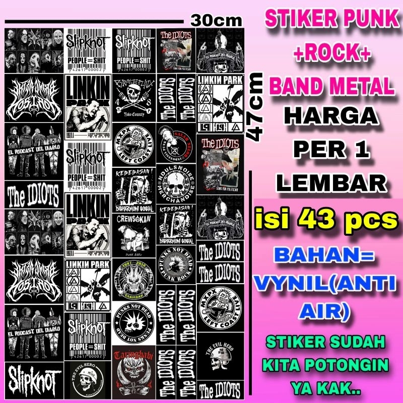

43 pcs STIKER BAND METAL BAHAN ANTI AIR(VYNIL) 1 LEMBAR