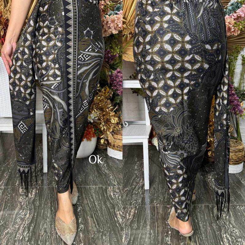 Rok Set Sendang Denim Stretch Batik | Kamen jadi Batik | Rok Batik | Rok Wisuda | Batik Bali | Bawah