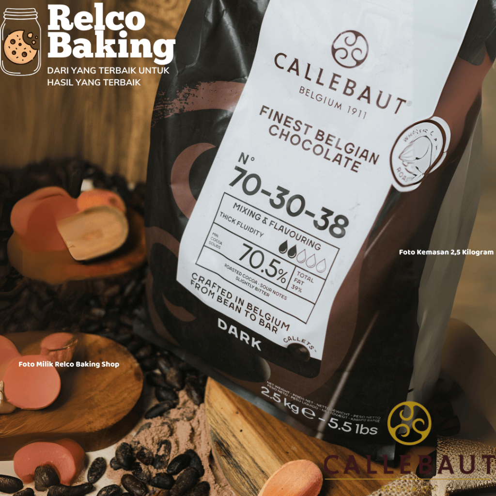 

CALLEBAUT DARK CHOCOLATE COUVERTURE CALLETS 70-30-38 TERMURAH 2,25 KG