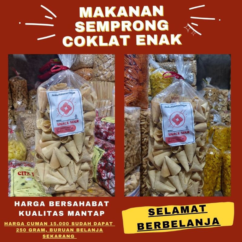 

Makanan Semprong Coklat 250 Gram, Enak Lezat Original, Snack Food (Cemilan Enak) Untuk Dirumah