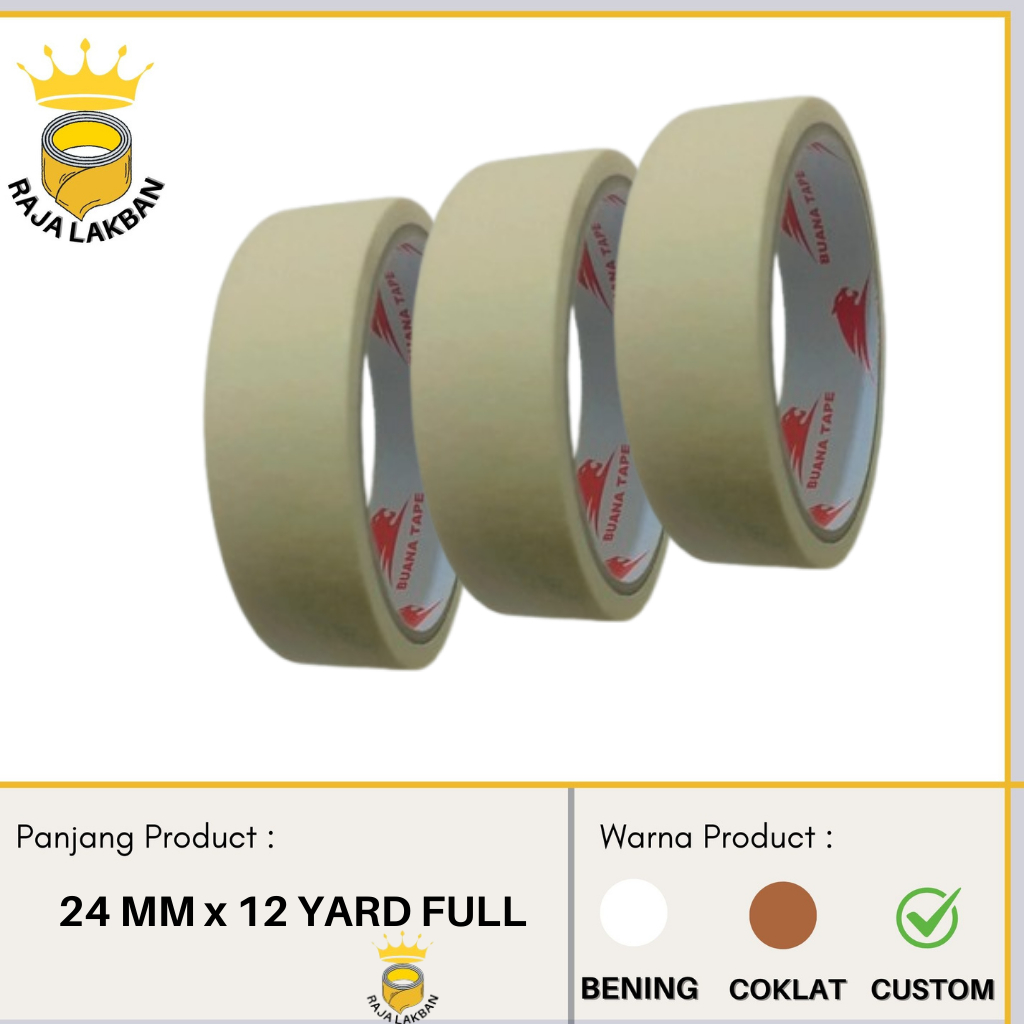 

masking tape / lakban kertas BUANA TAPE 24mm x 12 Yard full