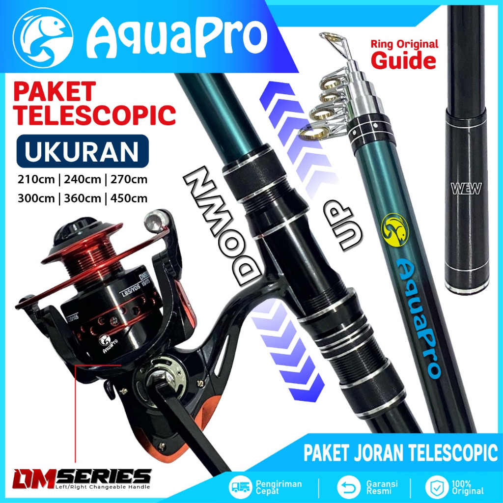 TERLARIS Paket Set Joran Pancing Laut Telescopic High Carbon Joran Antena Portable Teleskopik &