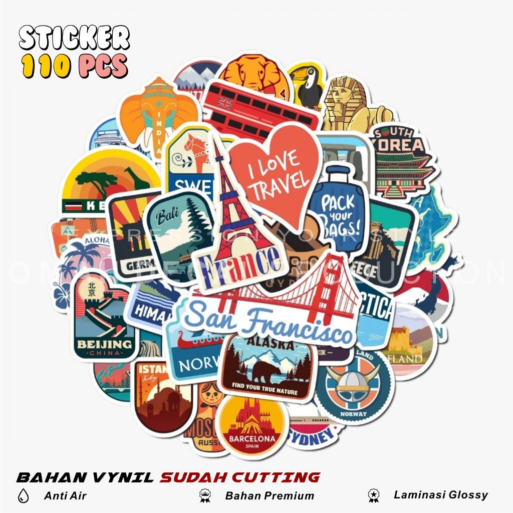 

STICKER PACK AESTHETIC TRAVEL VINTAGE ANTI AIR UNTUK KOPER LAPTOP CASE HP HELM STICKER CASE
