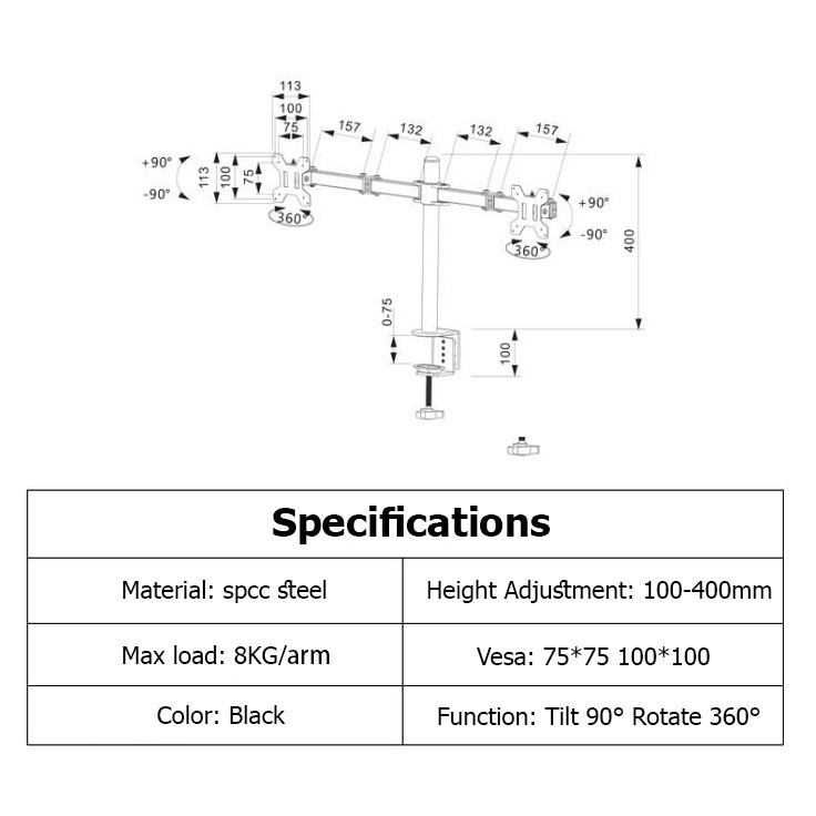Arm Mount Ergonomic Dual Arm Mount For Monitor And Laptop / Monitor Stand / Led Arm / Monitor Arm