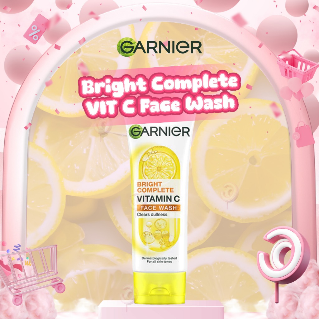 GARNIER - BRIGHT COMPLETE VITAMIN C FACE WASH ( 100 ml ) - Pembersih Wajah Facial Cleanser Foam Menc