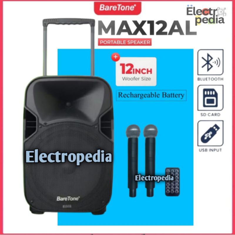 SPEAKER PORTABLE BARETONE MAX12AL | Speaker Portable 12 Inch - USB - Bluetooth